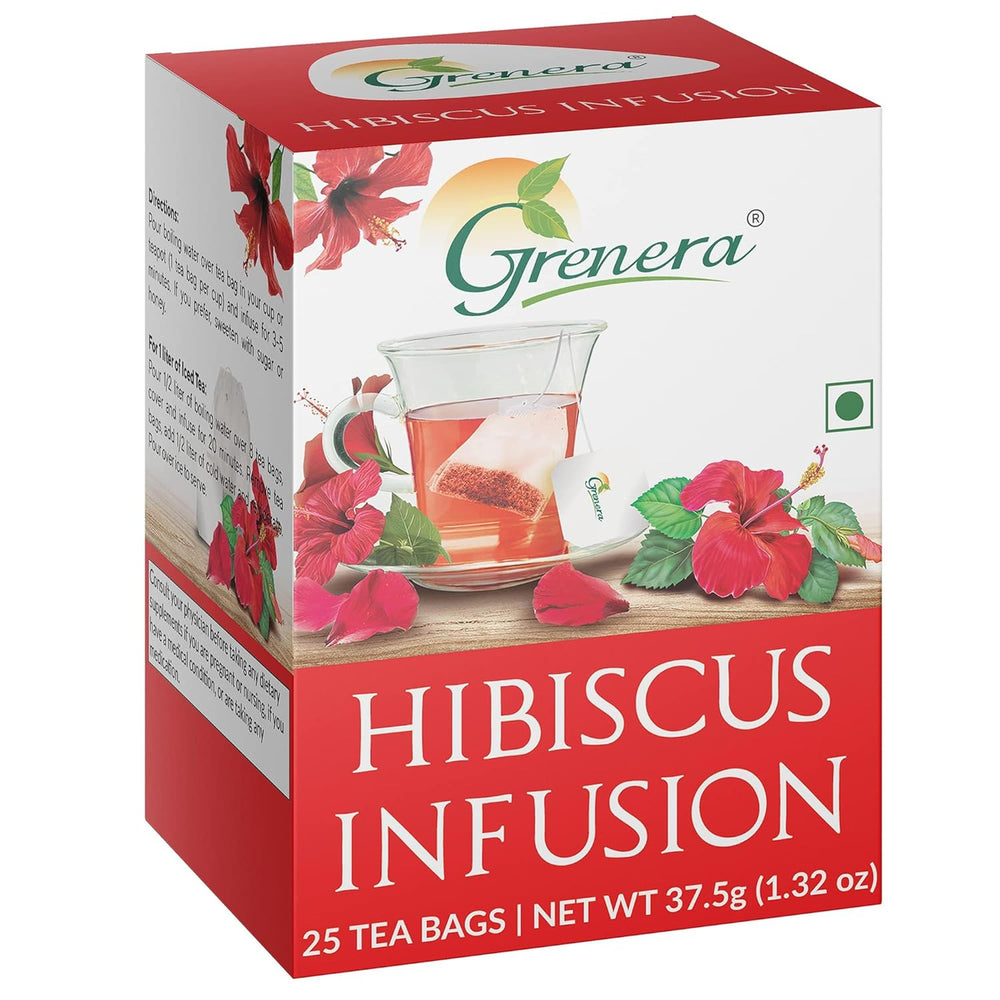 Grenera Hibiscus Flower Tea | 25 Tea Bags | Pack of 3