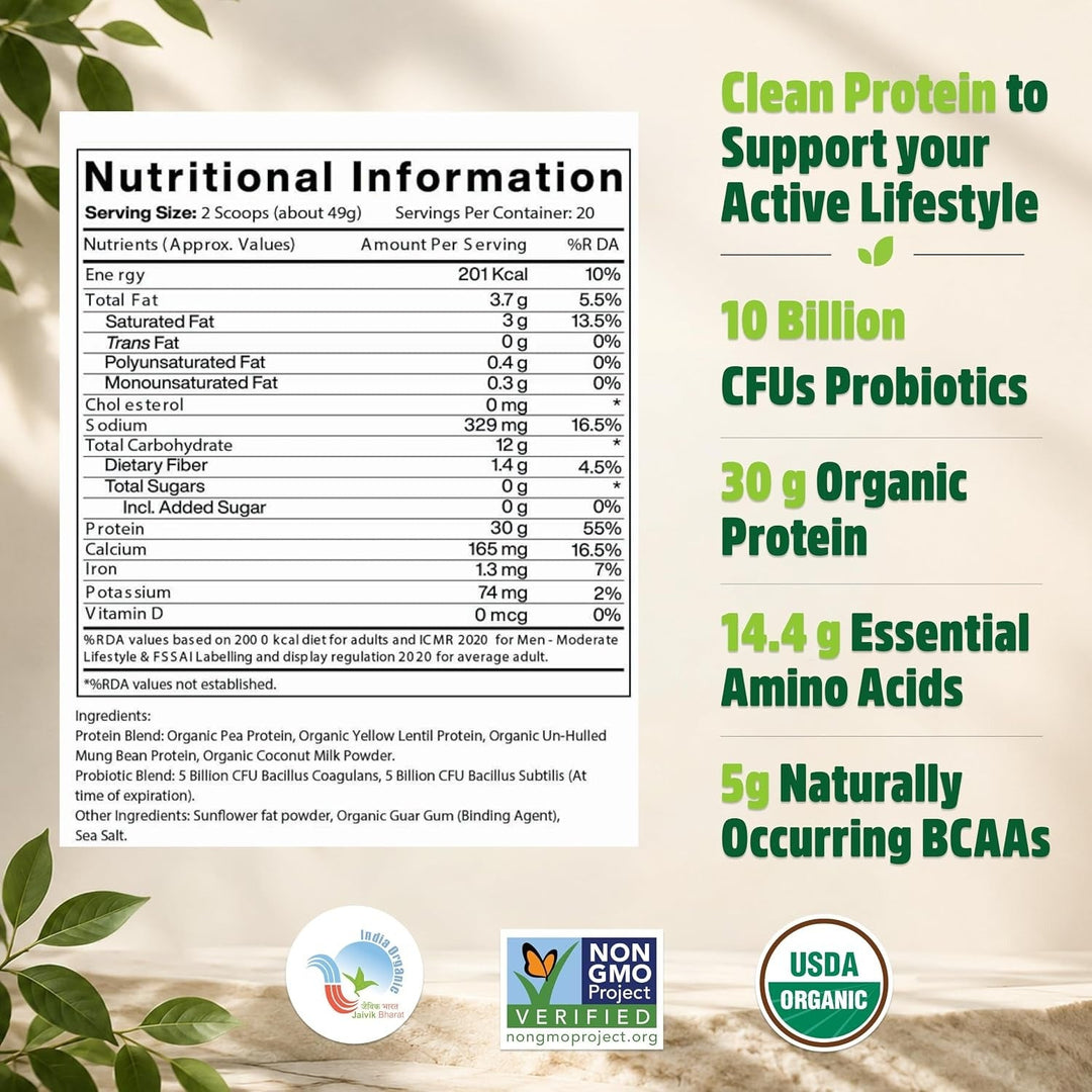 Organic Plant Based Protein Powder Unflavored