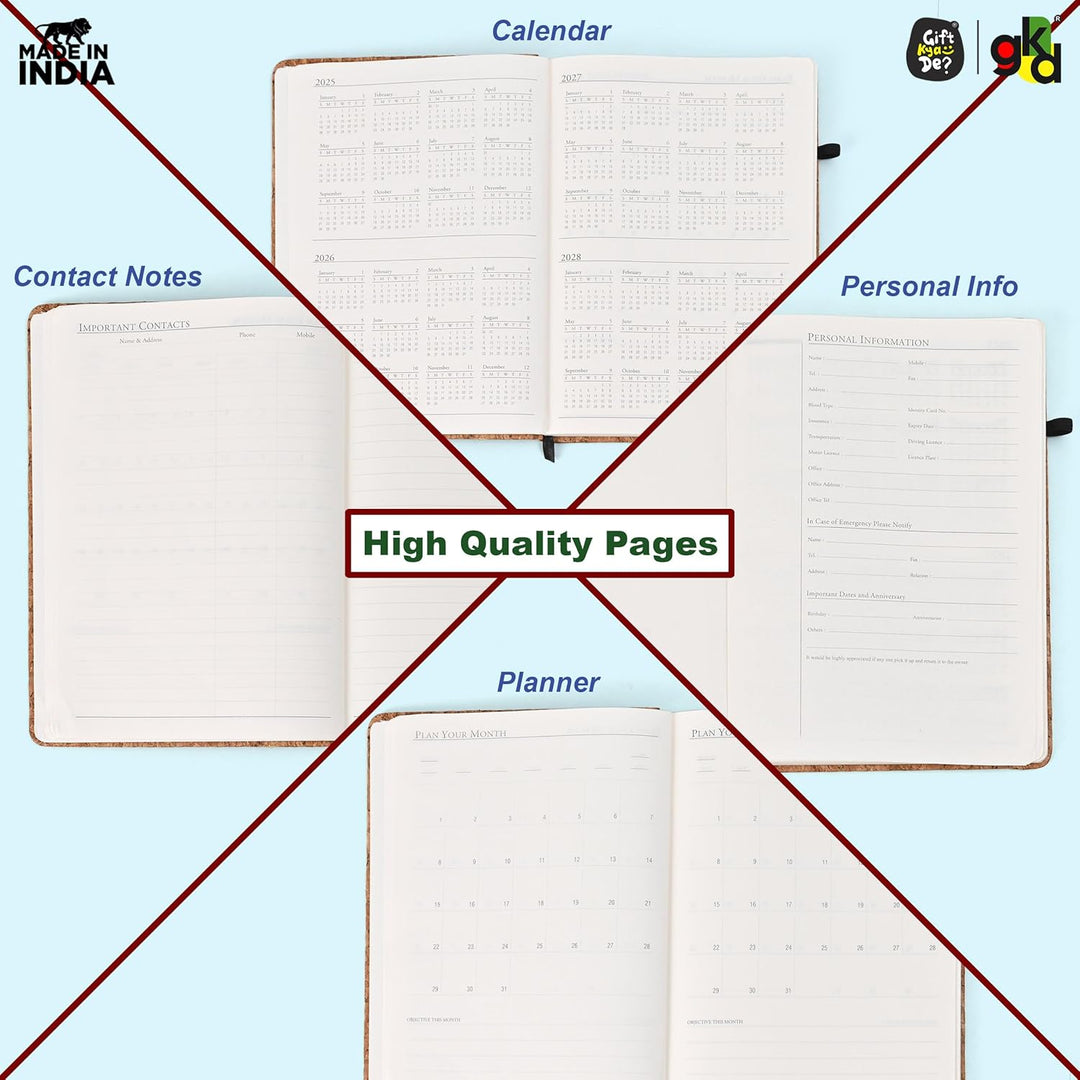 Gift Kya De Eco-Friendly Cork Diary with Pen Holder | 190 Pages | Motivational Quote & Personalized Name Option