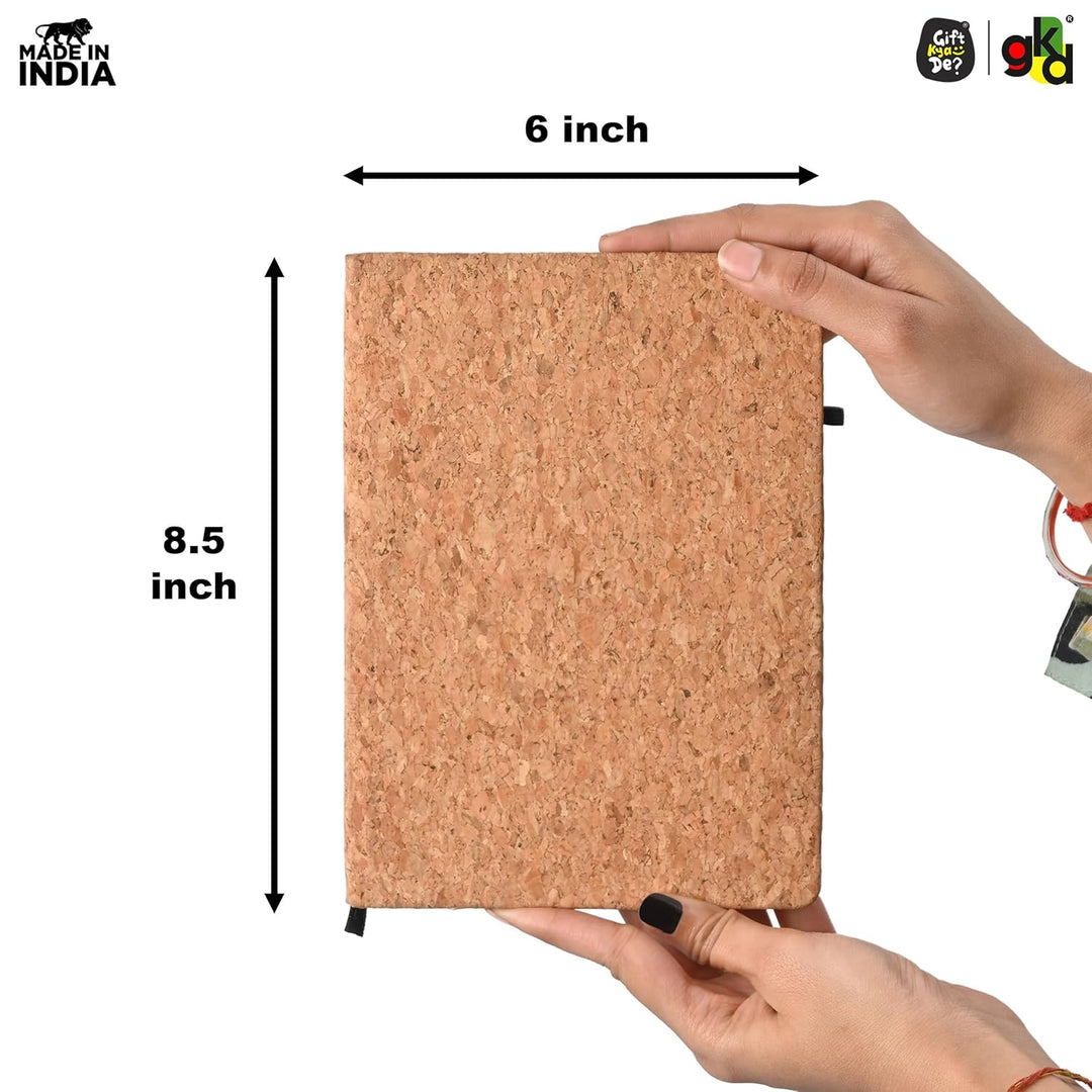 Gift Kya De Eco-Friendly Cork Diary with Pen Holder | 190 Pages | Motivational Quote & Personalized Name Option