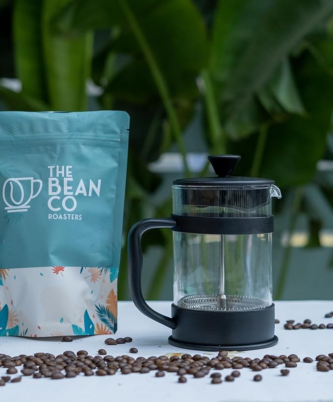 The Bean Co Roasters French Press Coffee Maker | Heat Resistant Borosilicate Glass |Superior Filtration | Stainless Steel Plunger with Mess (800 ML)