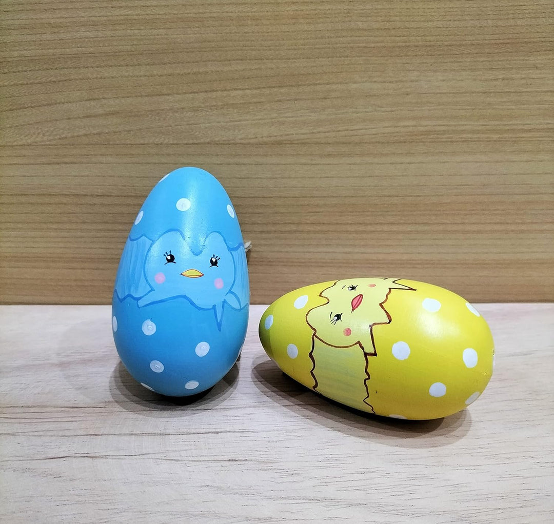 Channapatna Toys Wooden Egg Shakers, Set of 2 - Colourful Musical Instrument Rattle Toy for Baby and Kids (0-3 Years) - Non-Toxic, Hold and Shake Toy - Discover Sounds, Develops Sensory Skills