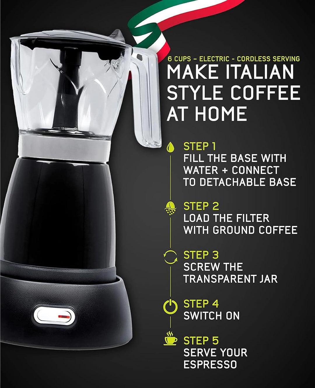 The Bean Co Roasters Electric Moka Pot | Moka Pot | 300 ML | Coffee Maker