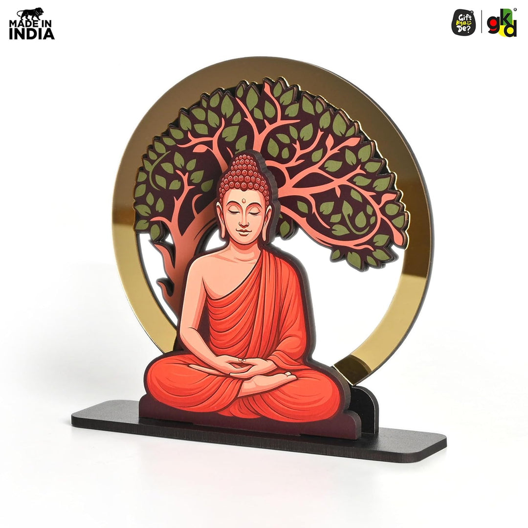 Buddha Idol Under Tree Table Top Showpiece | Meditation Figurine for Buddha Purnima, Office, Living Room (6.5 x 6.5 Inch)