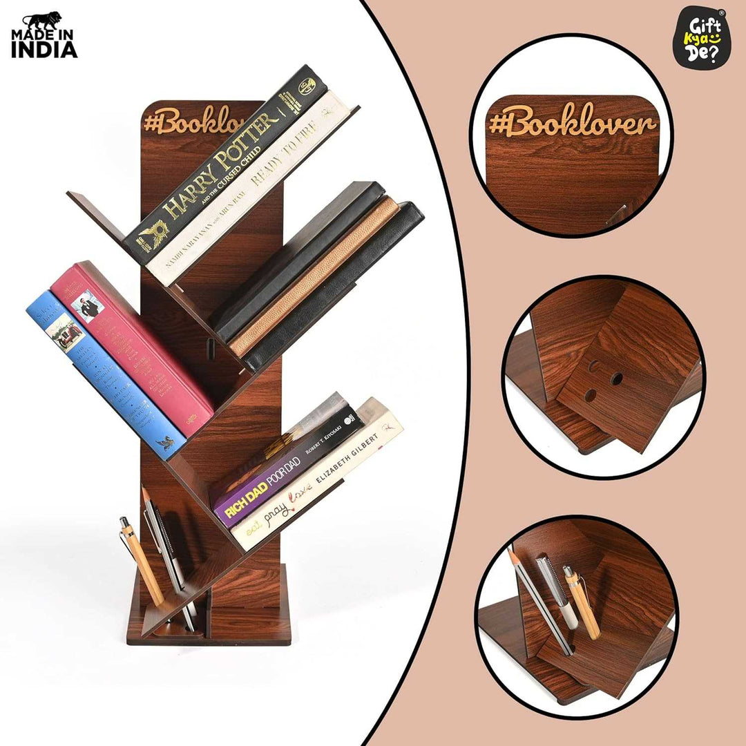 Gift Kya De Wooden Bookcase For Home & Office | Space Saving Book Rack | Freestanding Books Holder (DIY)