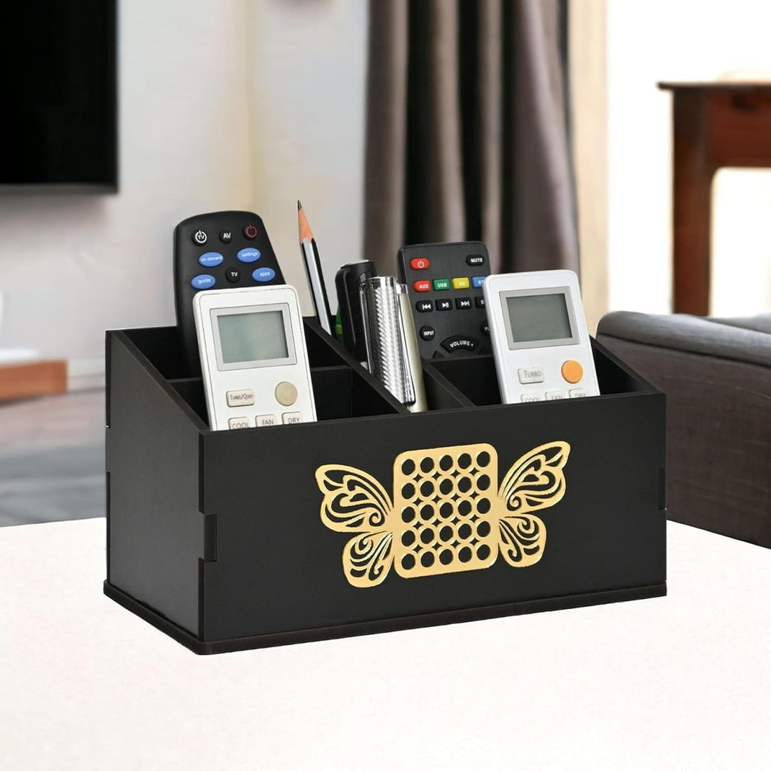 Gift Kya De Wooden Remote Stand with 5 Sections | Remote Holder for TV and AC | Stationary Organizer | Ideal for Home and Office