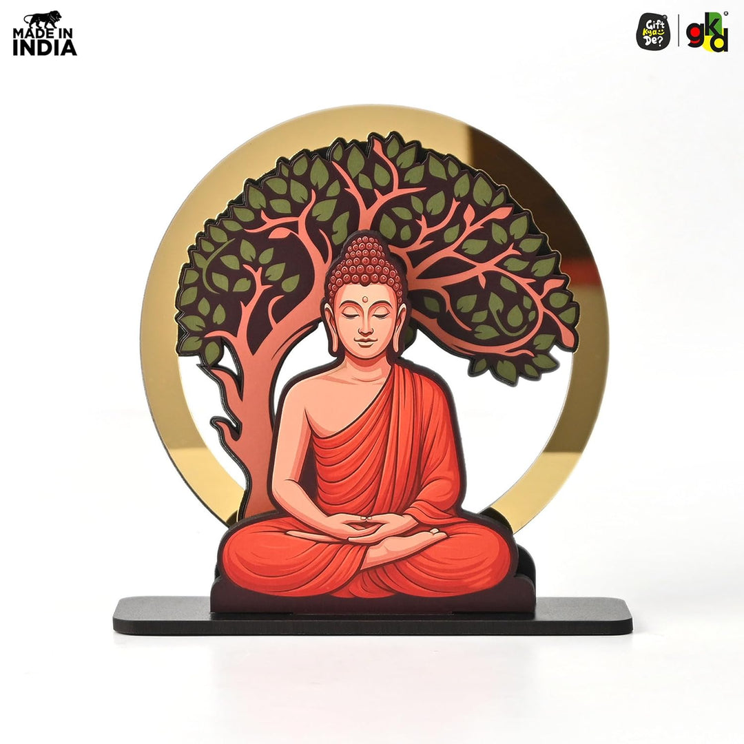 Buddha Idol Under Tree Table Top Showpiece | Meditation Figurine for Buddha Purnima, Office, Living Room (6.5 x 6.5 Inch)