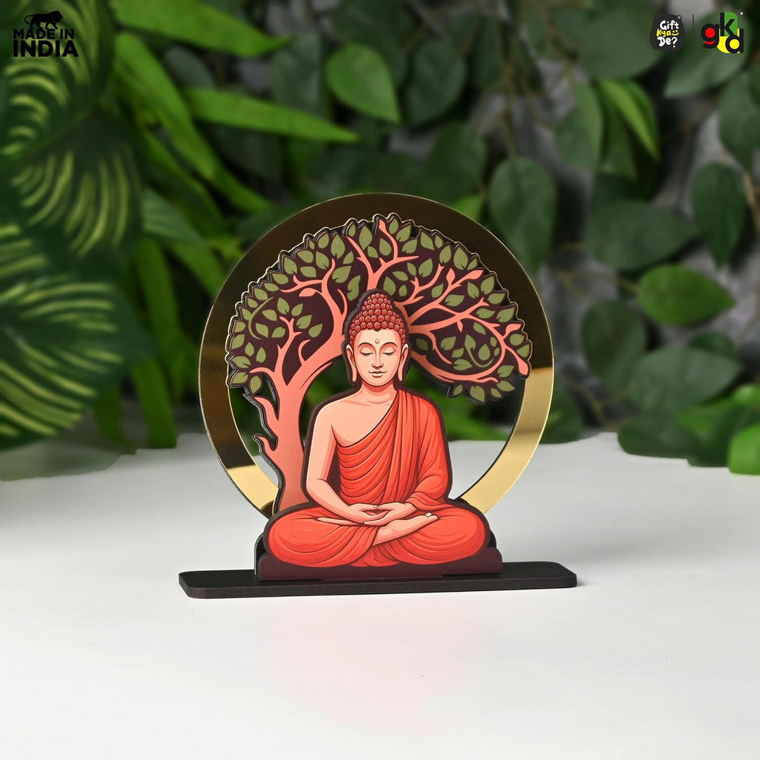 Buddha Idol Under Tree Table Top Showpiece | Meditation Figurine for Buddha Purnima, Office, Living Room (6.5 x 6.5 Inch)