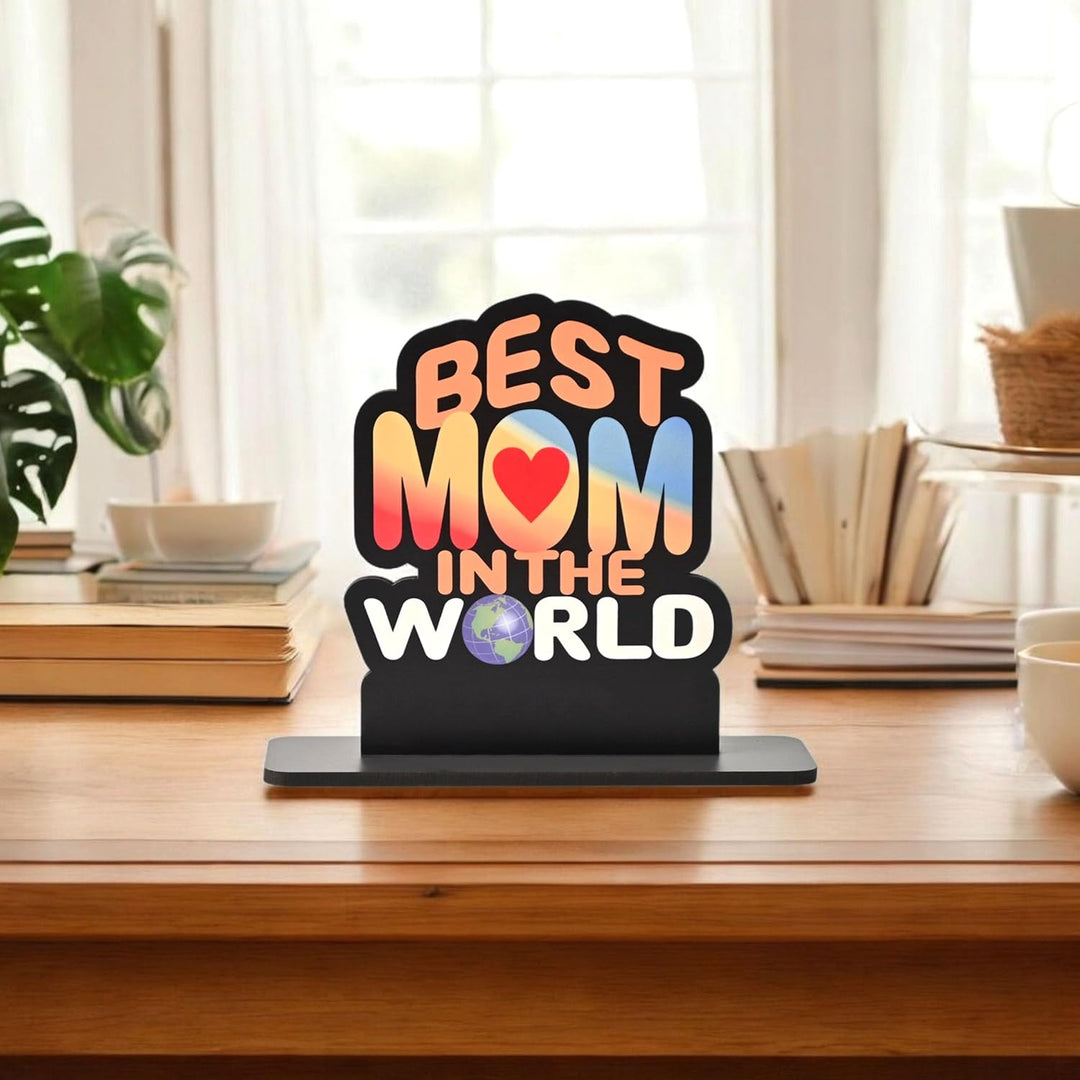 Best Mom & Dad in the World Wooden Trophy – Gift for Parents | Mother’s & Father’s Day, Anniversary, Birthday | Home Decor Table Top Showpiece