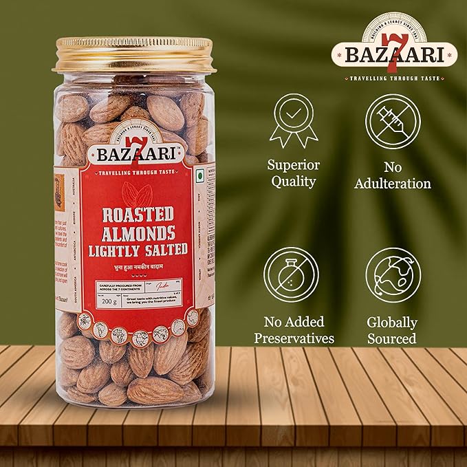 7 Bazaari Roasted Almond Salted 200 gm