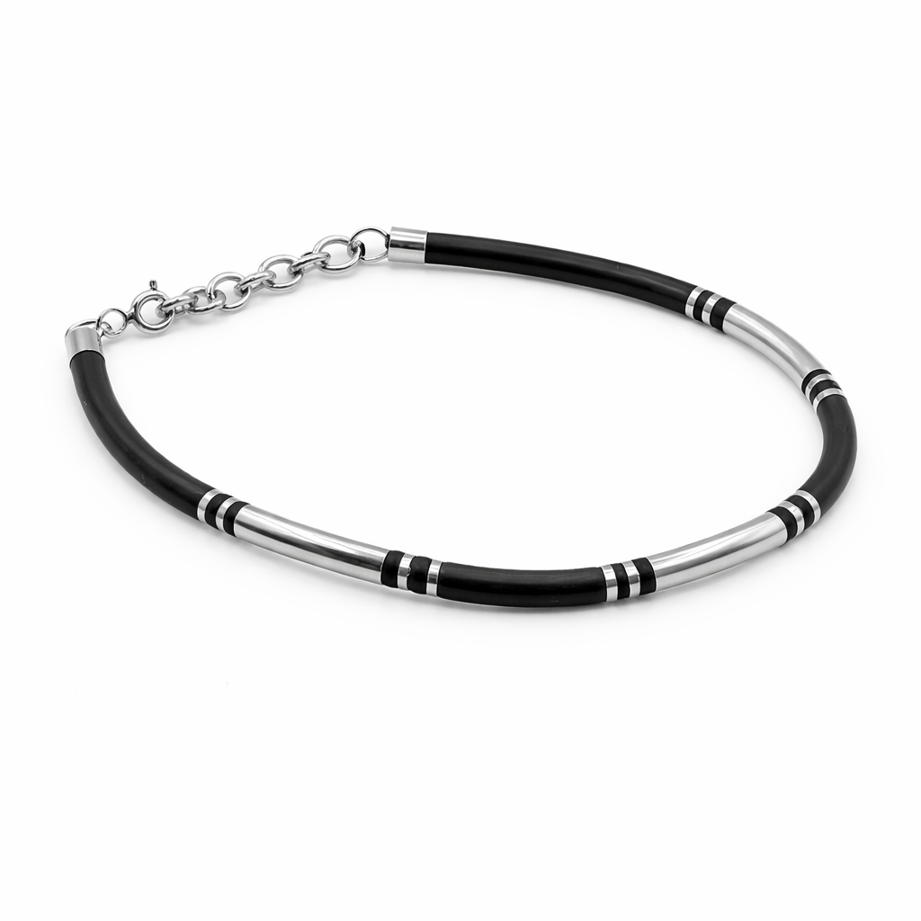 Sternline - Minimal 925 sterling silver silicon rubber bracelet