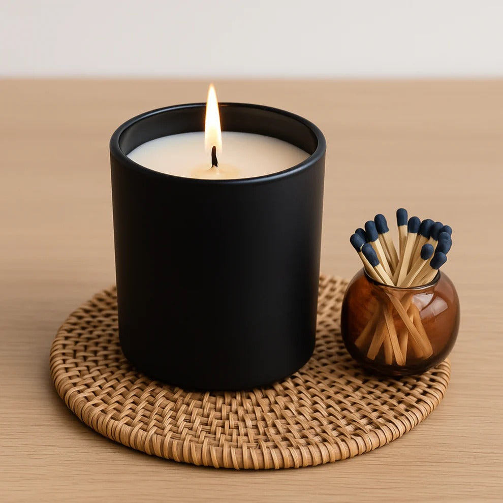 Eco Friendly Gifting – Midnight Noir Black Glass Candle – The Bamboo Bae