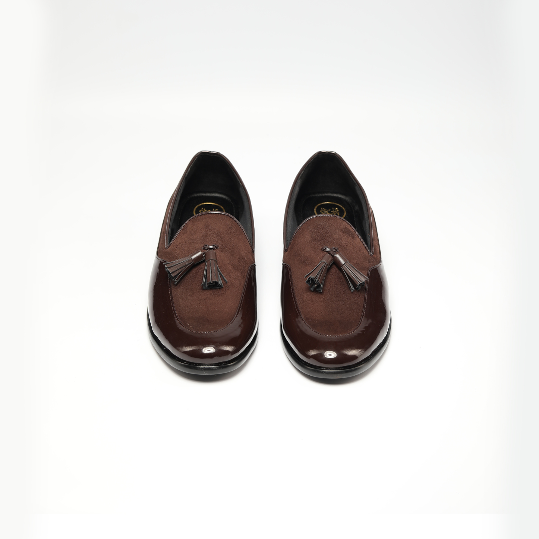 Monkstory Magnificos Patent With Suede Tasseled Slip Ons - Brown