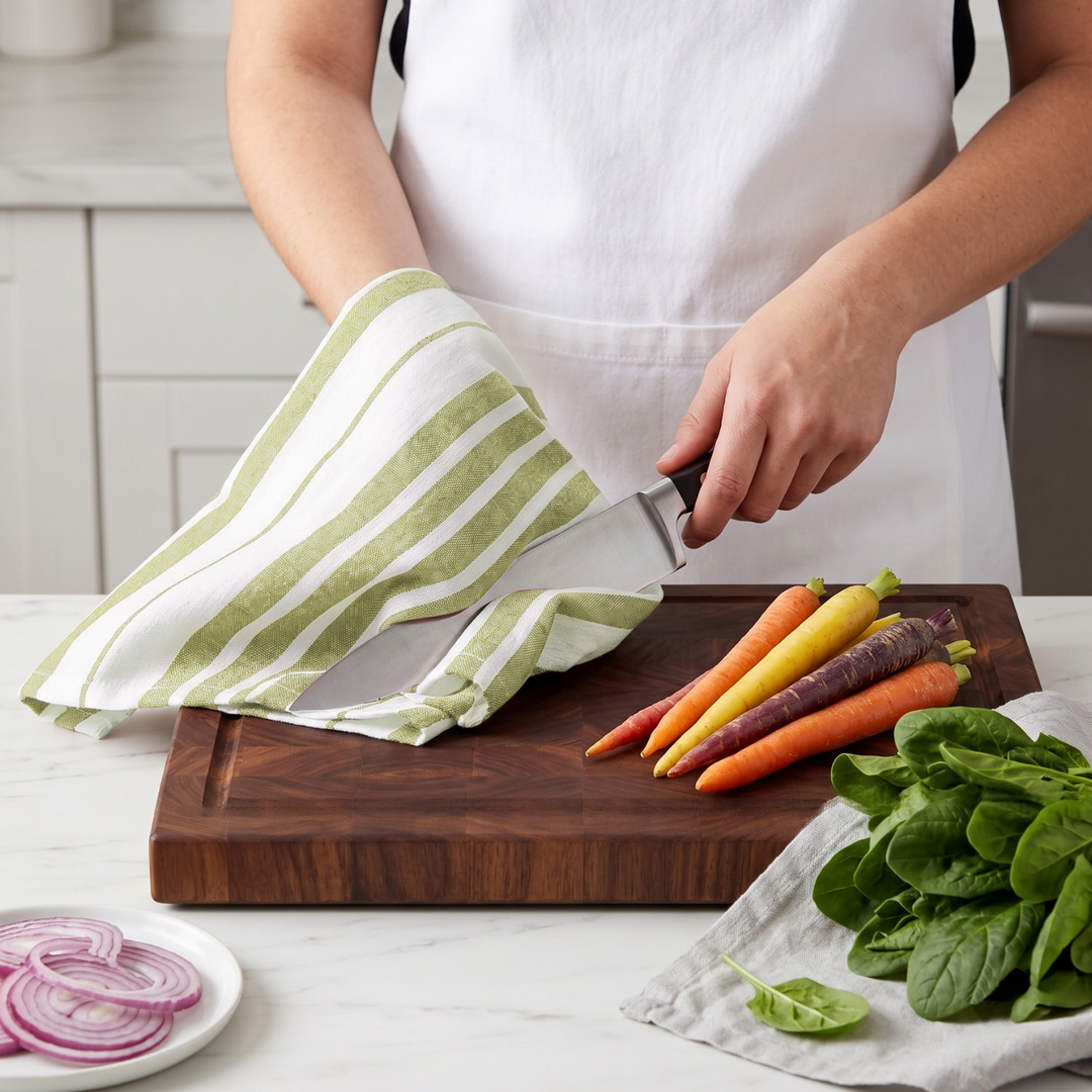 Striped & Checked Cotton Dish Towels ( Set of 3)