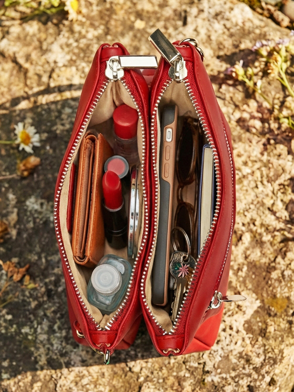 Dual Sling Vegan Leather Crossbody