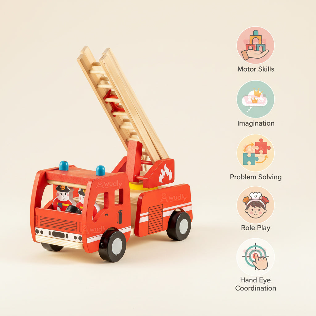 Wudly Wooden Fire Truck