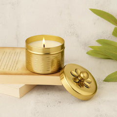 Diwali Luxury Gifting – Auric Flame Golden Metal Candle – The Bamboo Bae