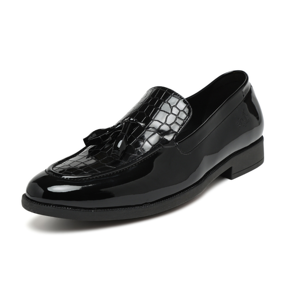 Tassio Patent Black Tassel Loafers