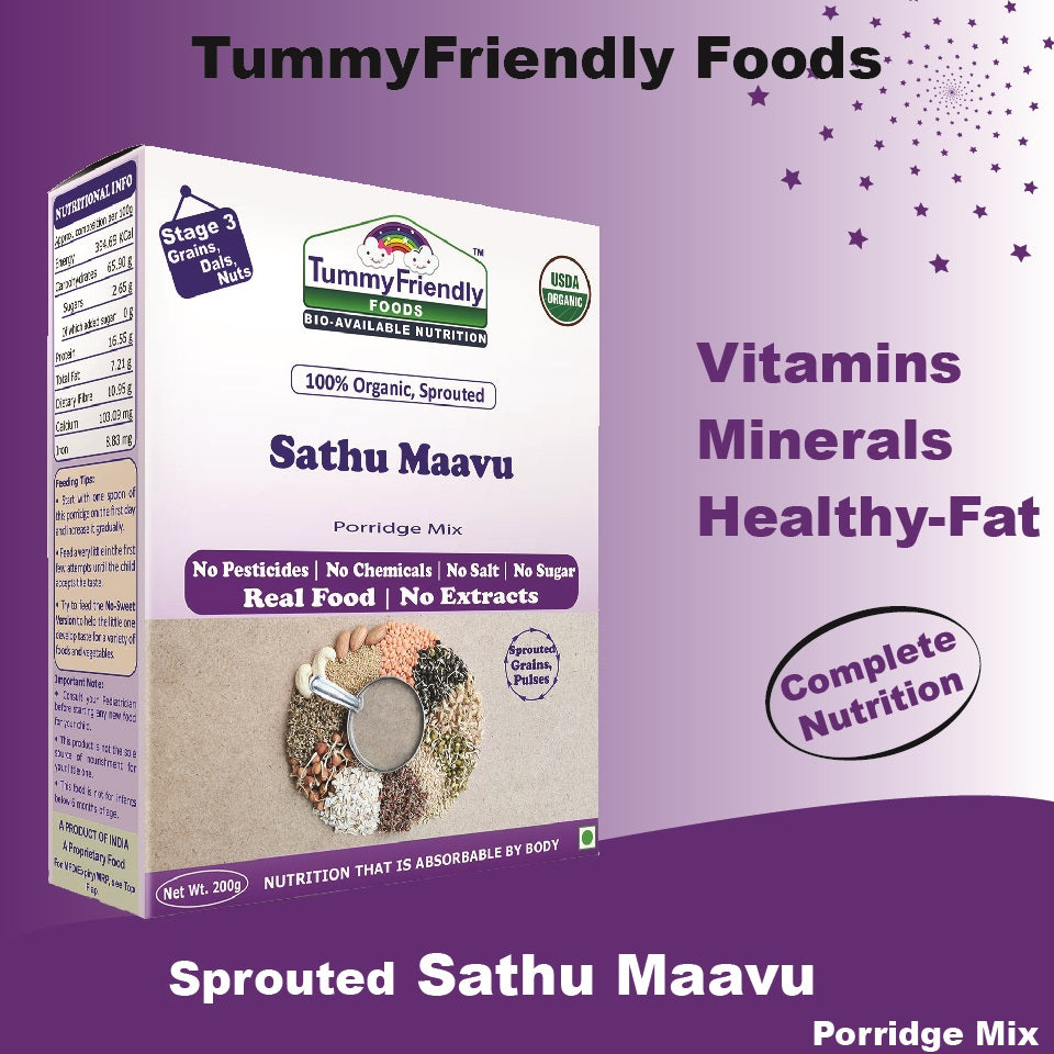 TummyFriendly Foods Organic Sprouted Porridge Mix | Sathu Maavu | No Additives |