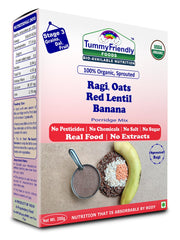 TummyFriendly Foods Organic Sprouted Porridge Mix | Ragi, Oats, Red Lentils, Banana | No Additives