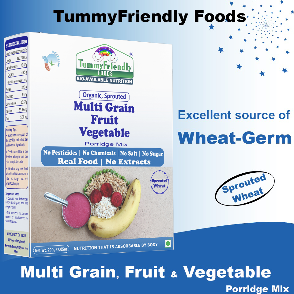 TummyFriendly Foods Organic Sprouted Porridge Mix | Multigrain, Fruits, Vegetables | No Additives | 200g