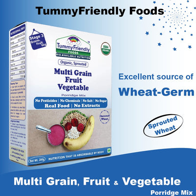 TummyFriendly Foods Organic Sprouted Porridge Mix | Multigrain, Fruits, Vegetables | No Additives | 200g