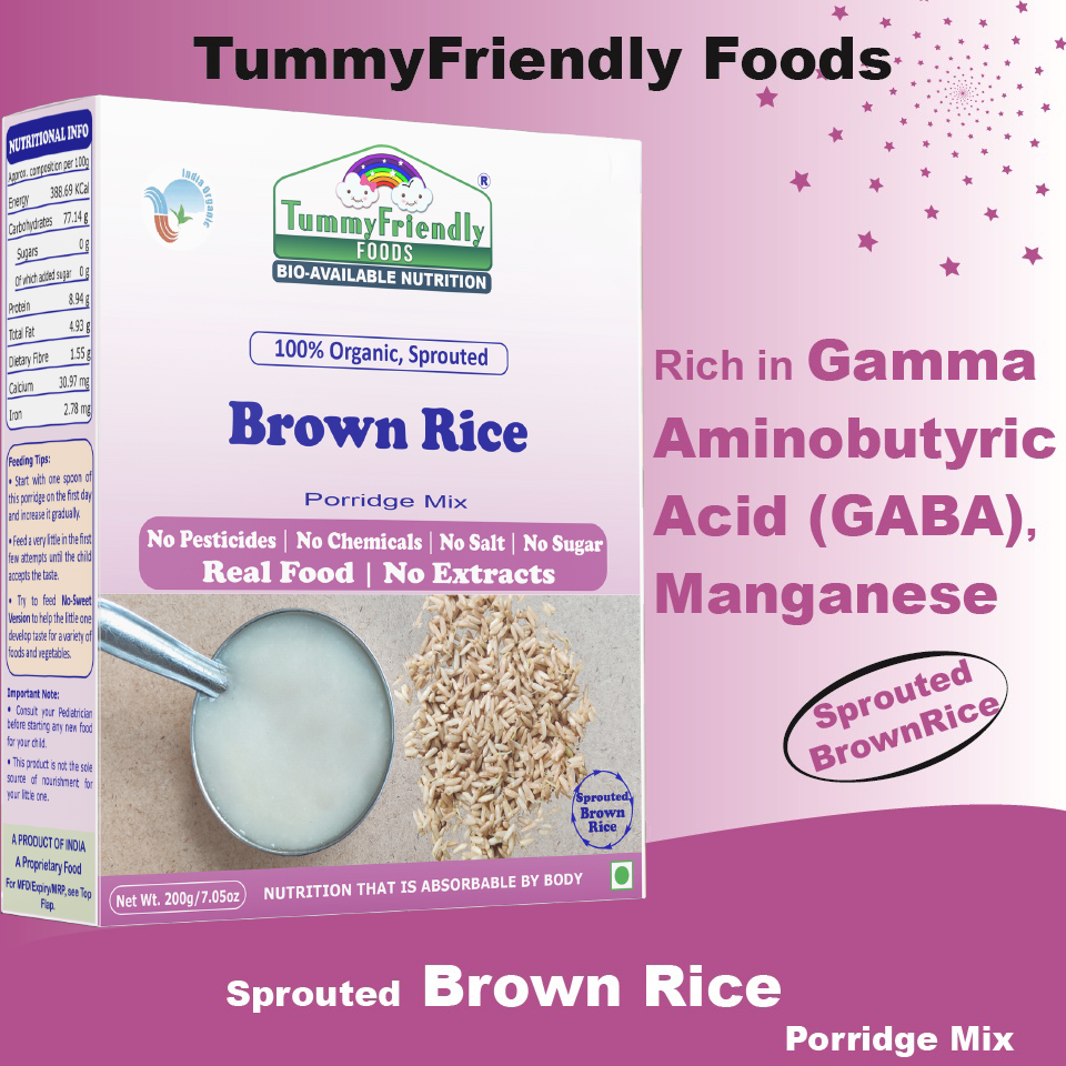 TummyFriendly Foods Organic Sprouted Brown Rice Porridge Mix | No Chemicals | 200g