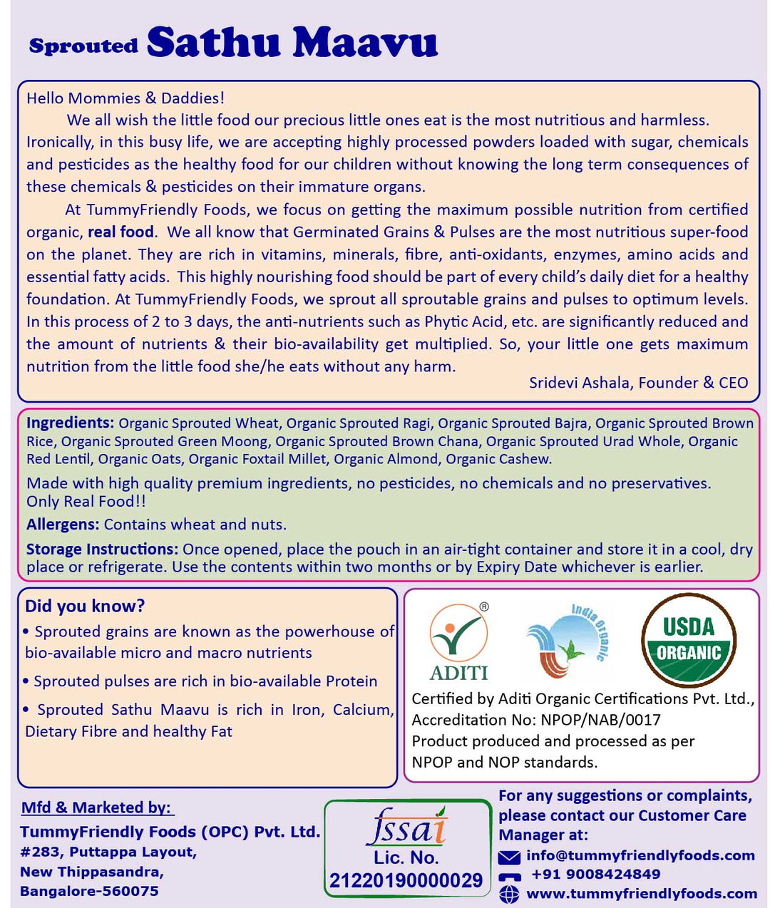 TummyFriendly Foods Organic Sprouted Porridge Mixes Combo | Multigrain, Multimillet, Fruits, Vegetables | 200g each (Pack of 4)