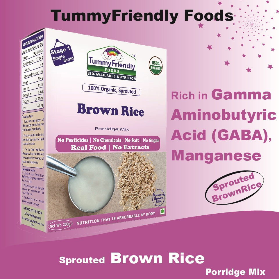 TummyFriendly Foods Organic Sprouted Porridge Mixes Combo | Ragi, Brown Rice, Oats | No Additives | 200g each (Pack of 3)