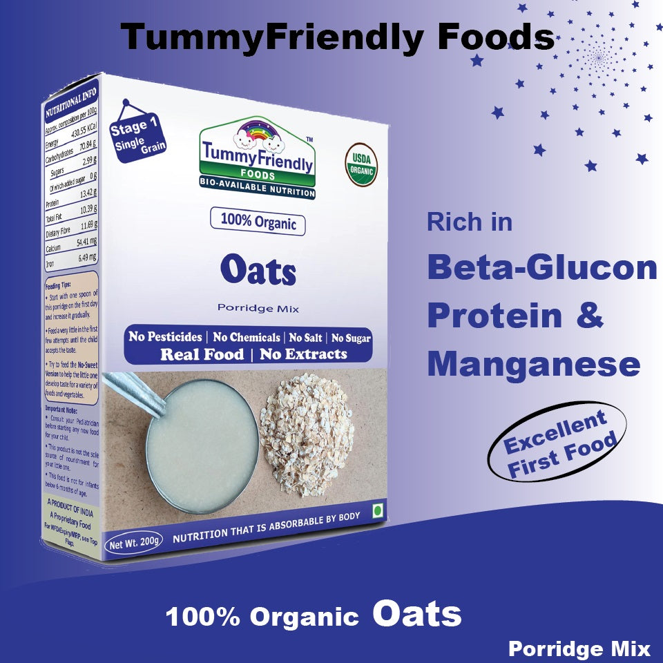 TummyFriendly Foods Organic Sprouted Porridge Mixes Combo | Ragi, Brown Rice, Oats | No Additives | 200g each (Pack of 3)