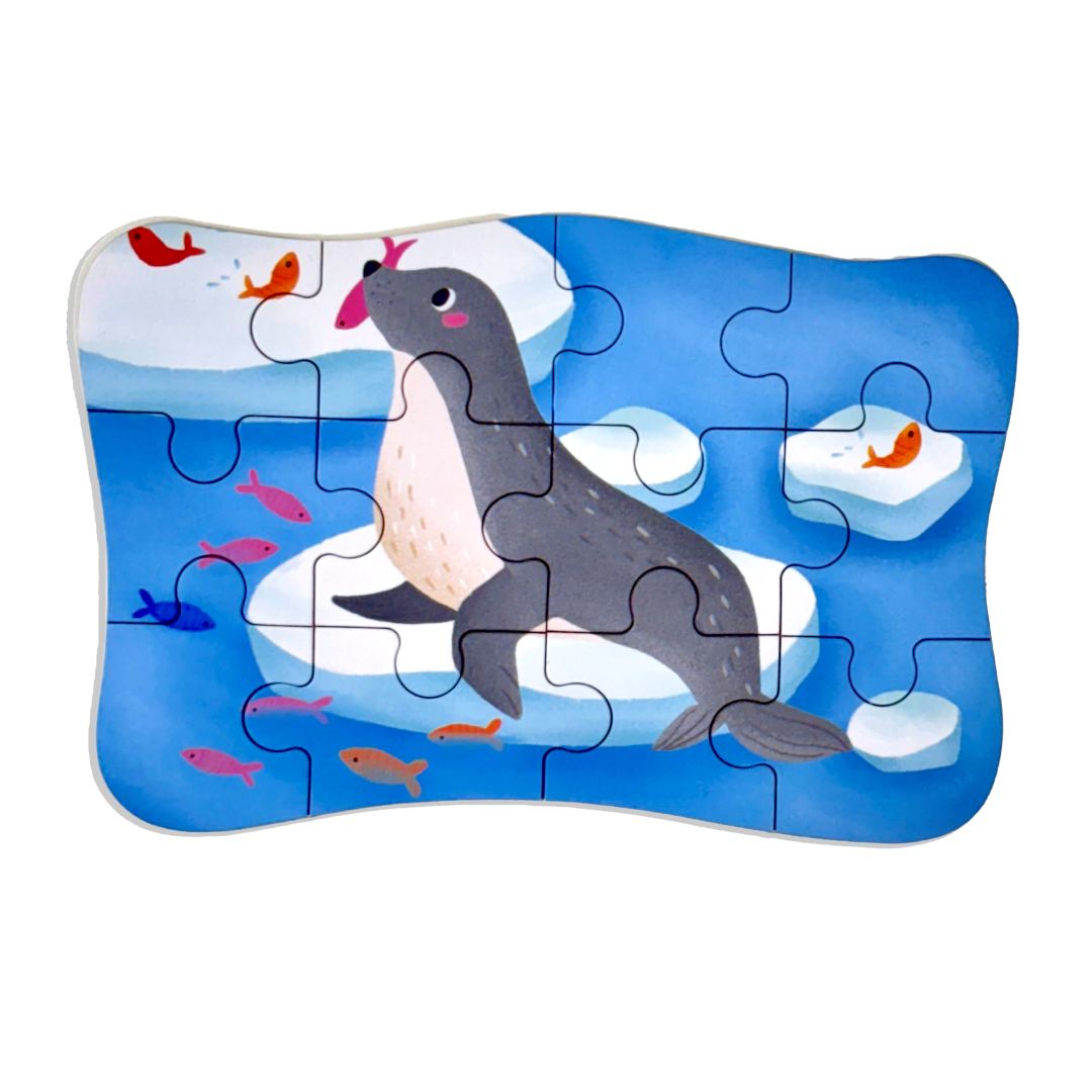 Wudly Wooden Progressive Puzzle Metal Box Polar animal