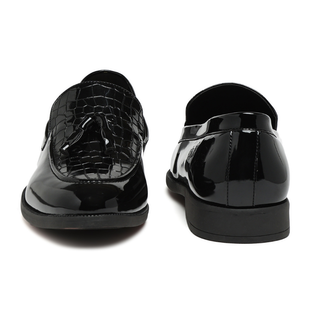 Tassio Patent Black Tassel Loafers