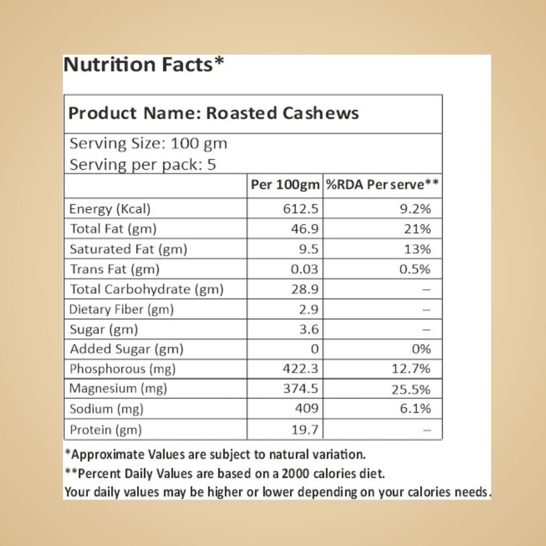 Classic Salted Cashews - Roasted 500 g
