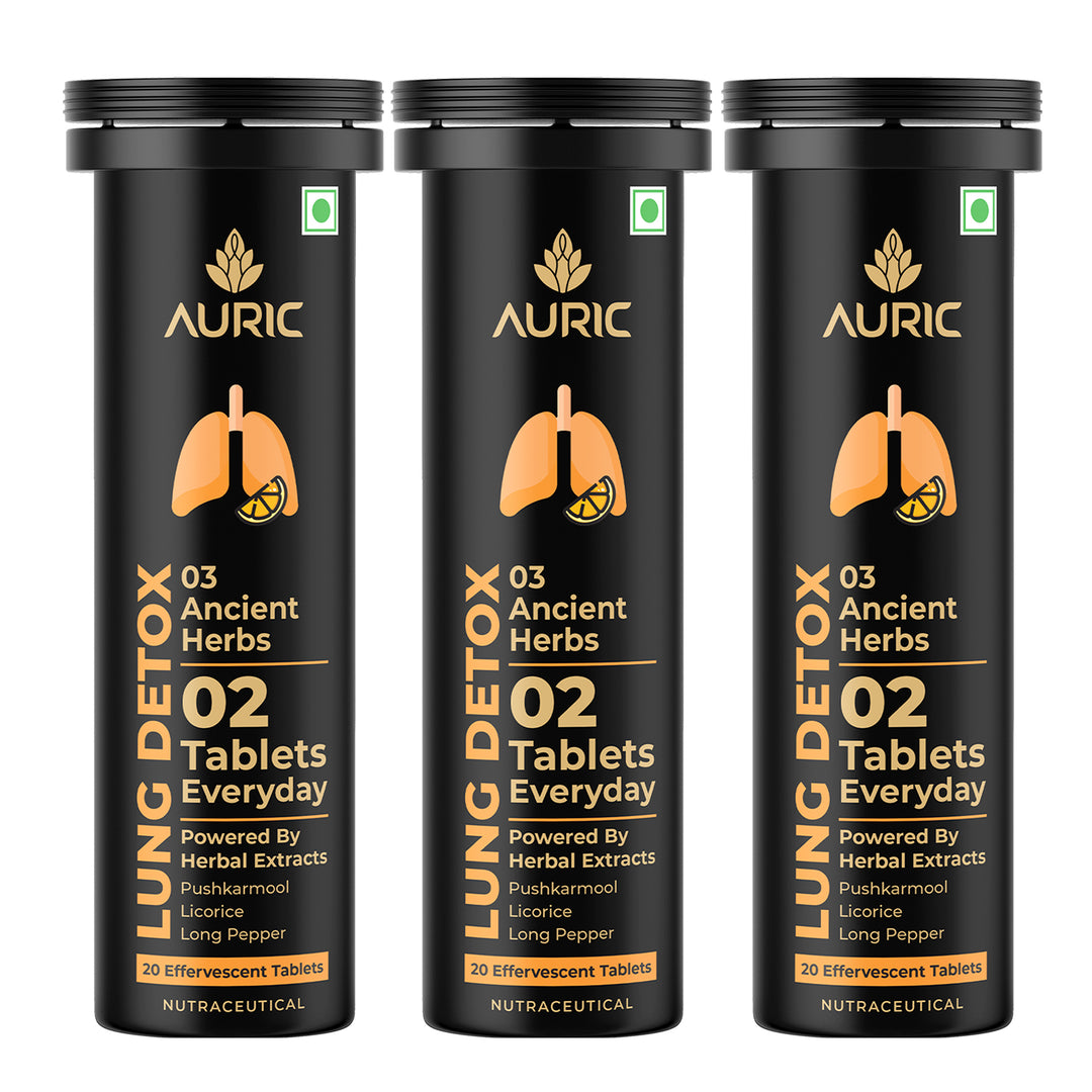 Auric Lung Detox Supplement | Natural Blend of NAC (N acetyl L cysteine), Pushkarmool, Piper Longum & Licorice Herbs Extract | Resp 365
