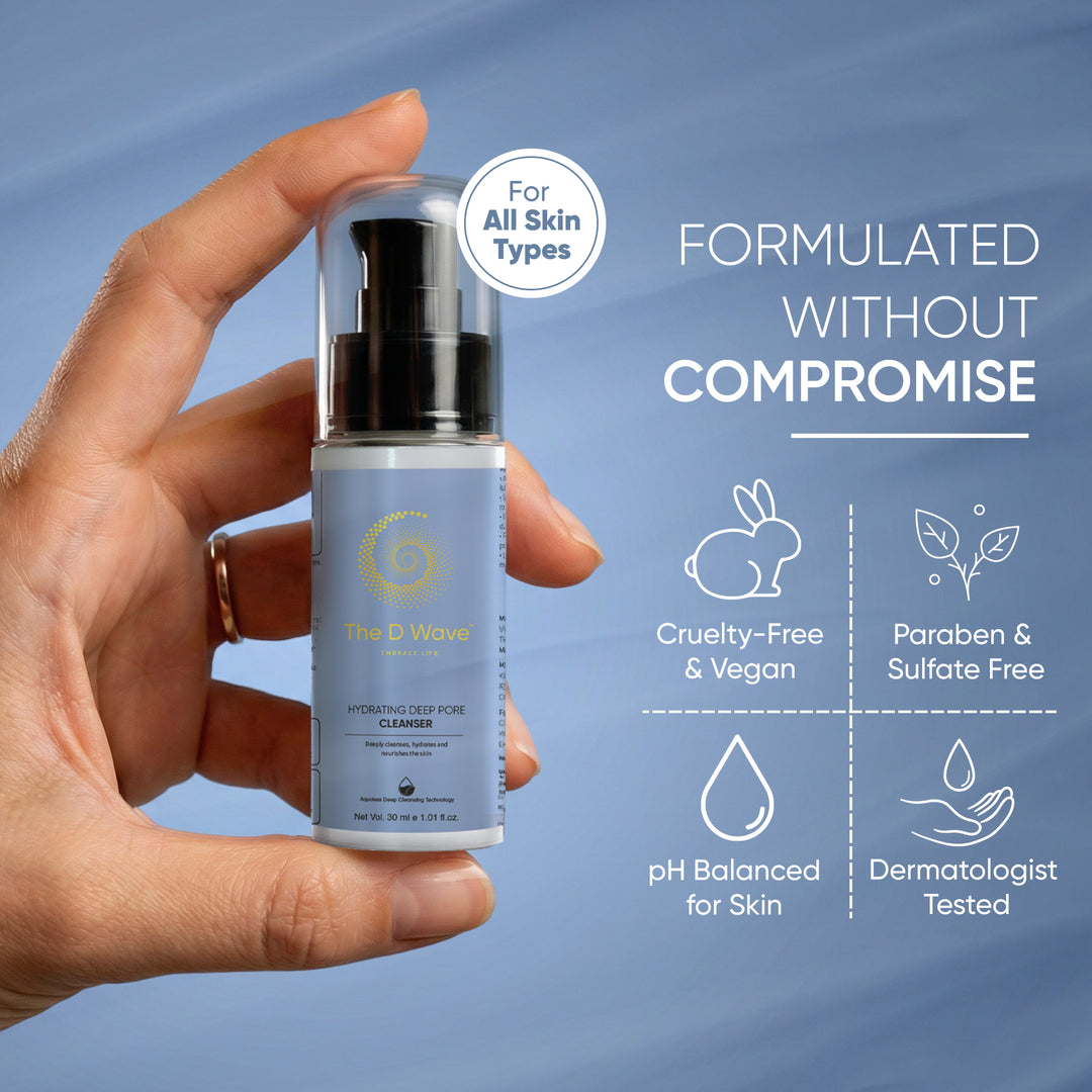 The D Wave Hydrating Deep Pore Cleanser - 30ML | Hydrating Face Cleanser | Minimizes Pores | Restoring natural complexion | Keeps the skin fresh & hydrated | Nourished and renewed skin