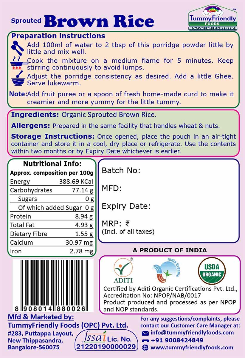 TummyFriendly Foods Organic Brown Rice Porridge Mixes | Multigrain, Multimillet | No Chemicals | 50g each (Trial Pack of 3)