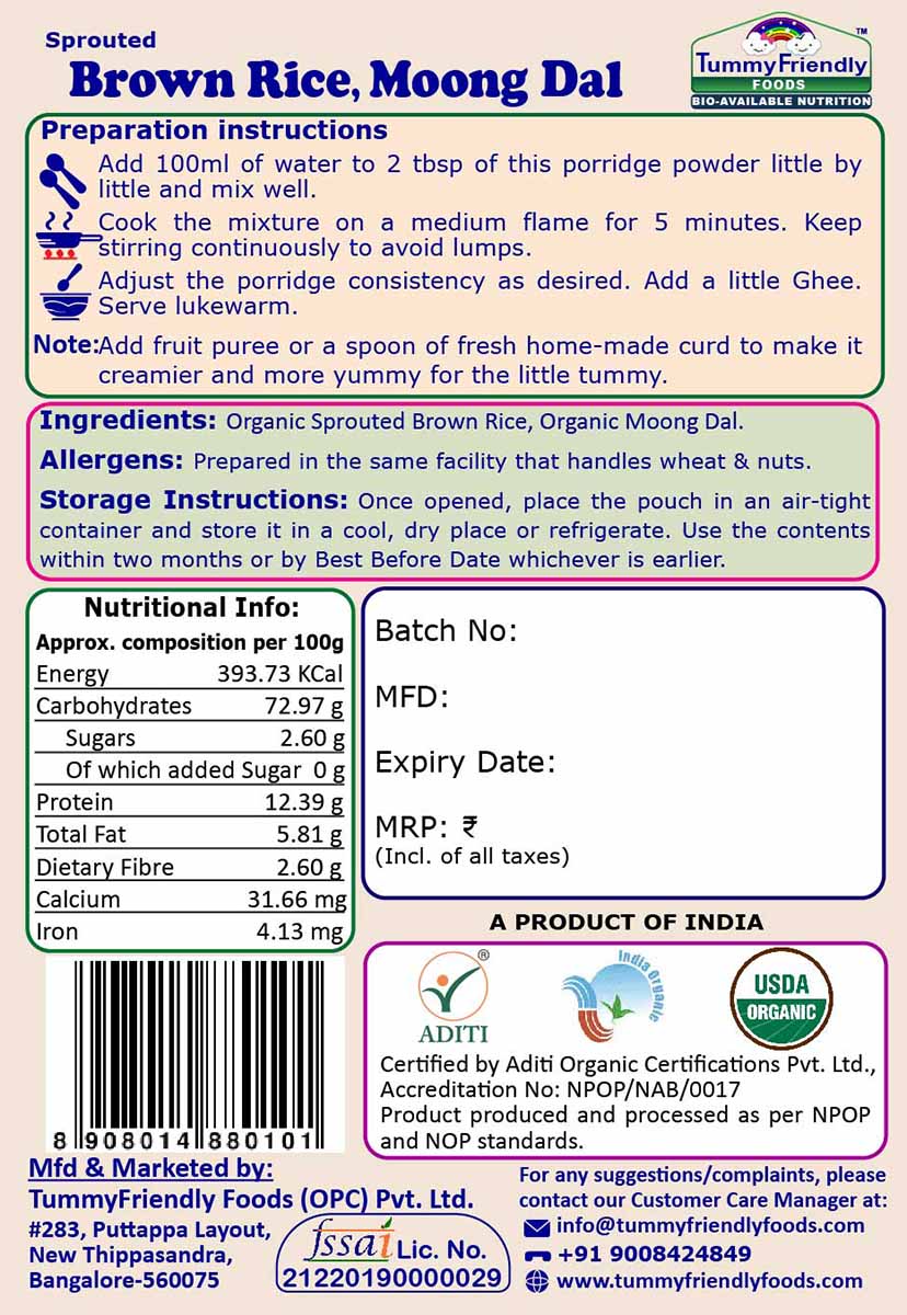 TummyFriendly Foods Organic Brown Rice Porridge Mixes | Multigrain, Multimillet | No Chemicals | 50g each (Trial Pack of 3)