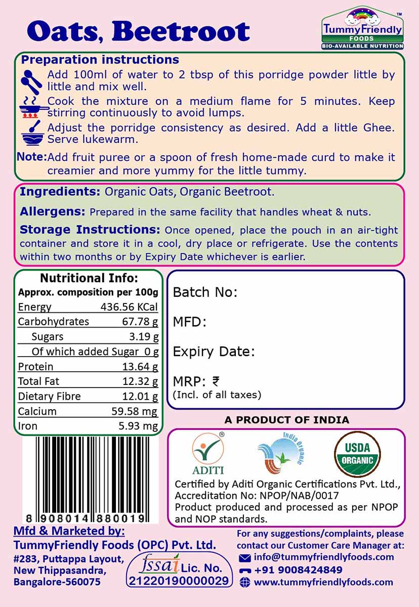 TummyFriendly Foods Organic Oats Porridge Mixes | Multigrain, Multimillet, Vegetables | 50g each (Trial Pack of 3)