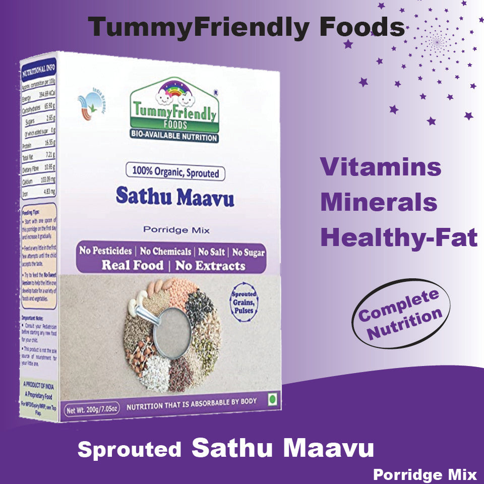 TummyFriendly Foods Organic Sprouted Porridge Mix | Sathu Maavu | No Additives |
