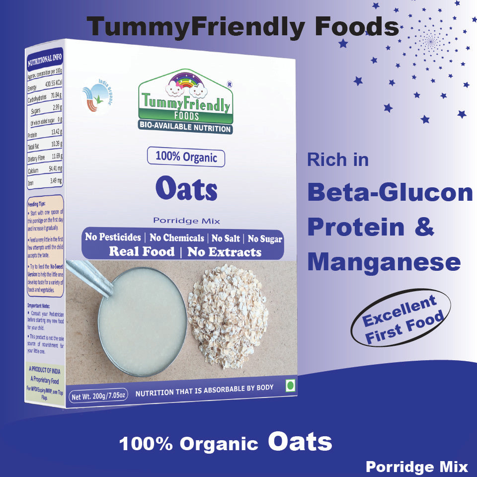 TummyFriendly Foods Organic Sprouted Porridge Mixes Combo | Ragi, Brown Rice, Oats | No Additives | 200g each (Pack of 3)