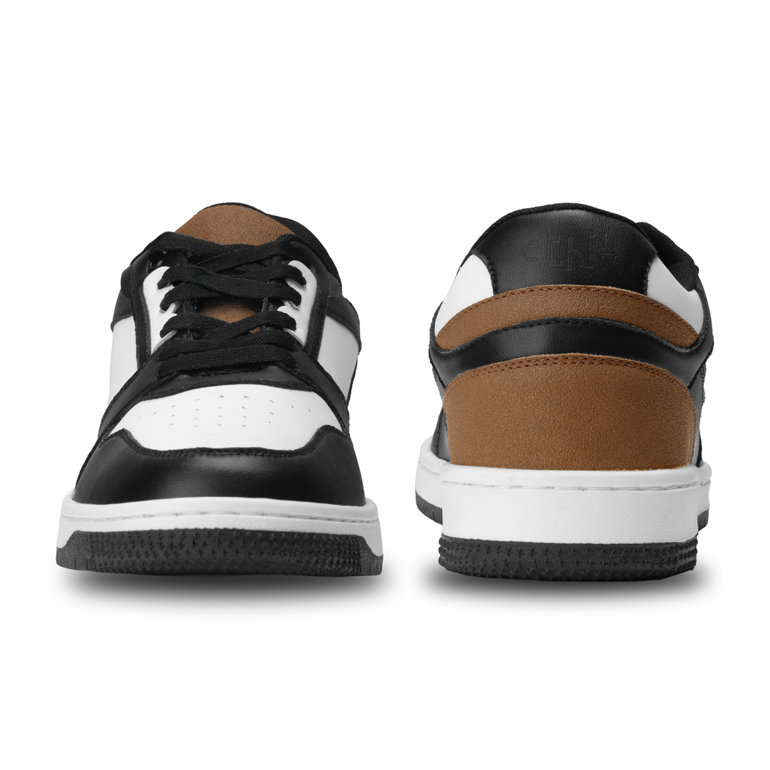 Comic Tan Mesh-Detailed Lace-Up Sneakers