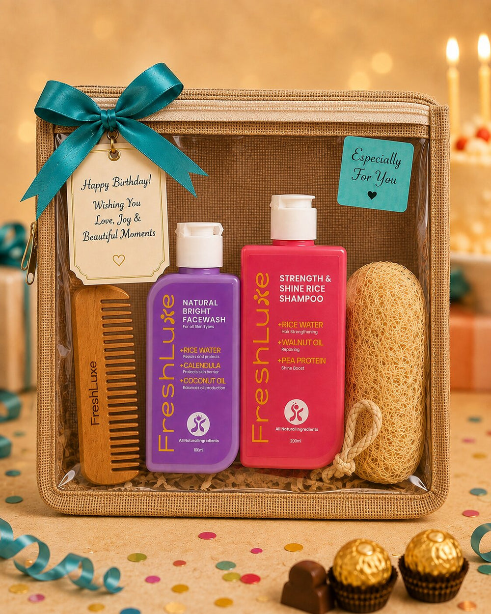 FreshLuxe Birthday Gift Hamper for Women - Gift for Girls | Box, Basket & Birthday Hamper for Her | Body Care Kit & Skin Care Kit for Women - 2-Piece Set