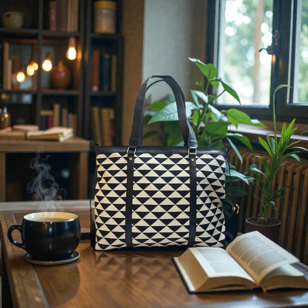 Hand Bag with Triangle Design