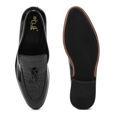 Tassio Patent Black Tassel Loafers