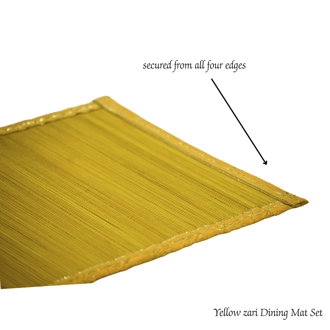 Zari Series | Bamboo Placemats (Set of 6) - Sun Yellow with Canary Zari Weave
