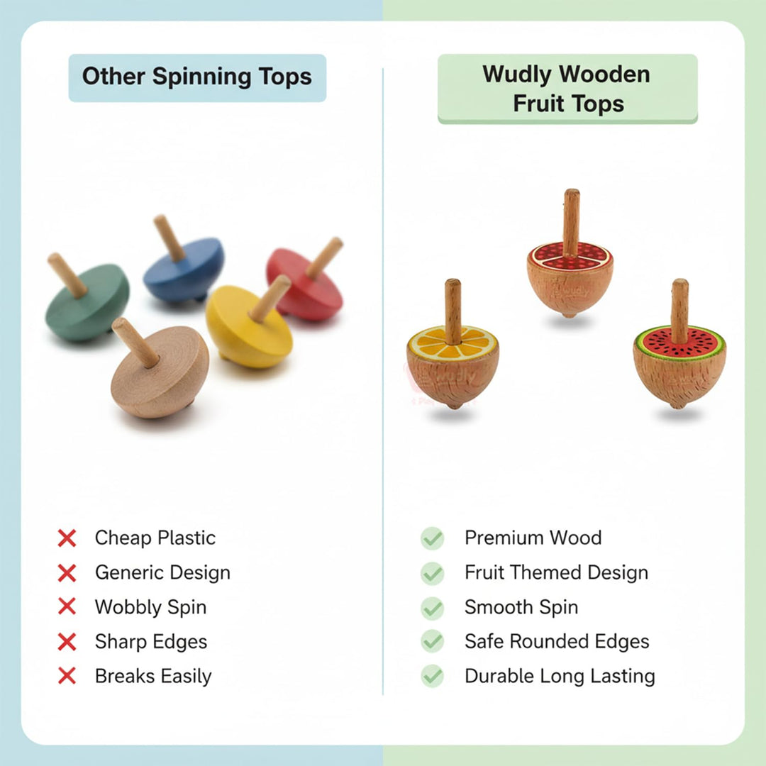 Wudly Wooden Spinning Top with Fruits (set of 3)