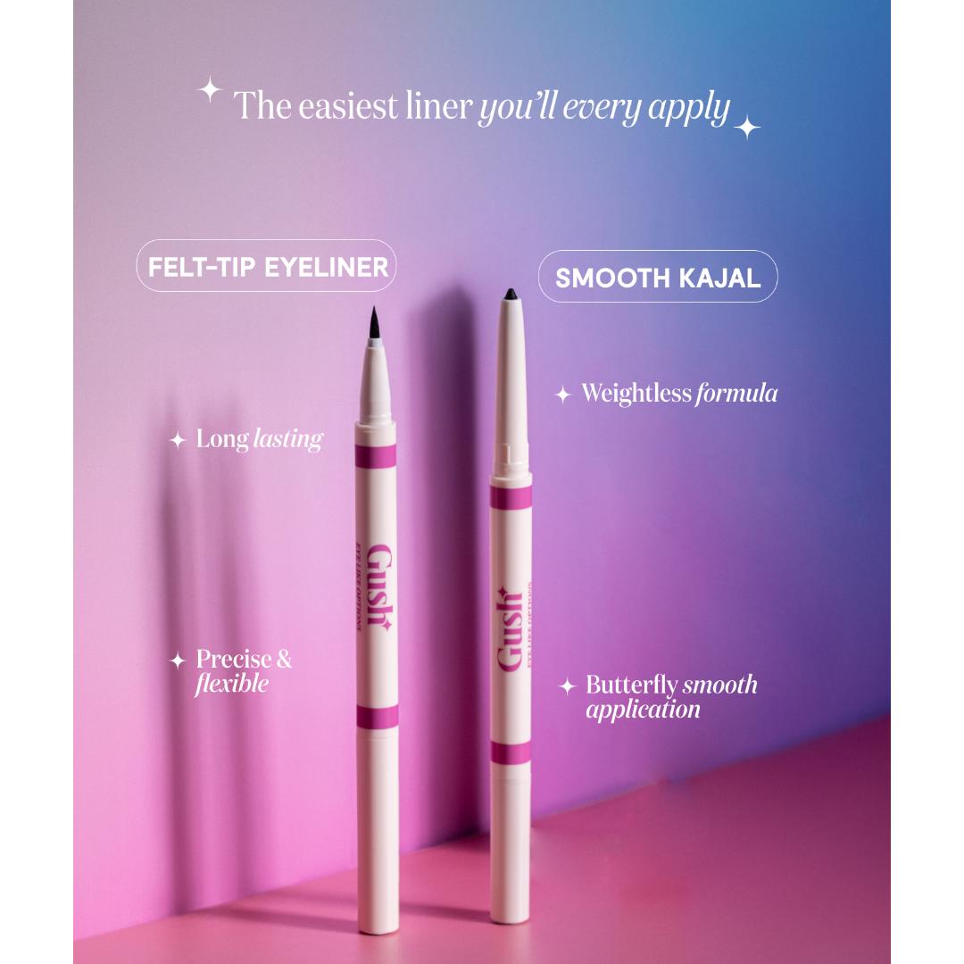 Gush Beauty Eye Like Options 2 in 1 Felt Tip Black Eyeliner and Creamy Kohl Pencil 0.65g