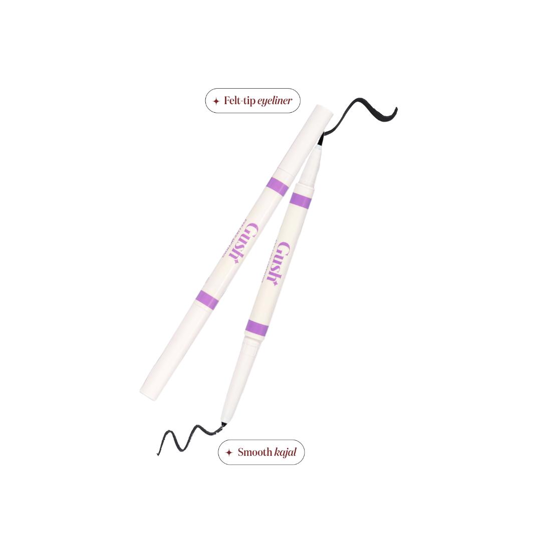 Gush Beauty Eye Like Options 2 in 1 Felt Tip Black Eyeliner and Creamy Kohl Pencil 0.65g