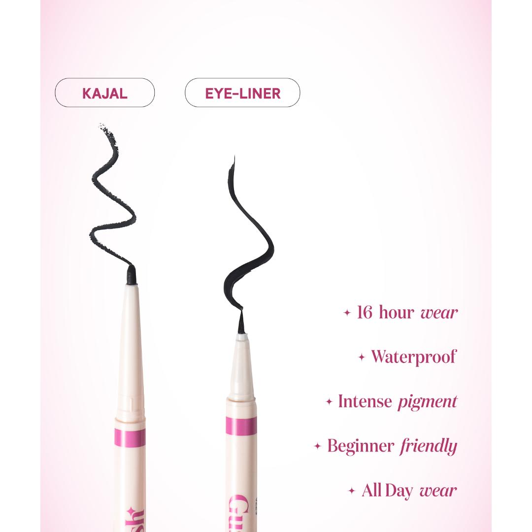 Gush Beauty Eye Like Options 2 in 1 Felt Tip Black Eyeliner and Creamy Kohl Pencil 0.65g
