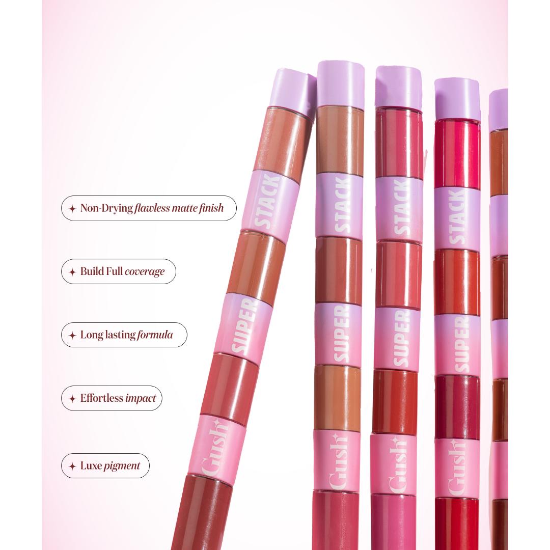 Gush Beauty Super Stack Conditioning and Pigmented 4 in 1 Liquid Lipstick Stack- 8.4 g